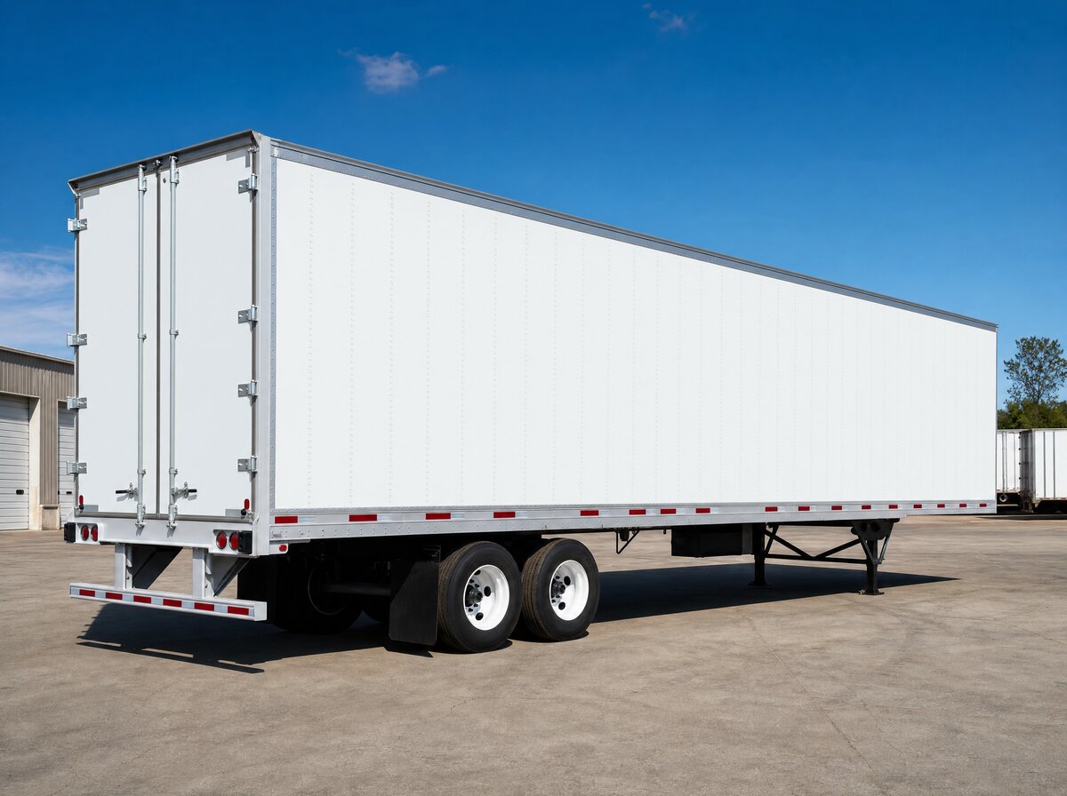 Pristine 53-foot dry van trailer parked and ready for lease